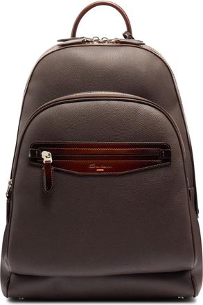Santoni Rugzak van Gekreukt Leer - Heren - Rugzakken - Bruin - ONE Size - Leer - Tassen