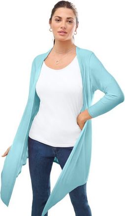 Roaman's Ultra Drape Cardigan in Light Turq at Nordstrom, Size 16