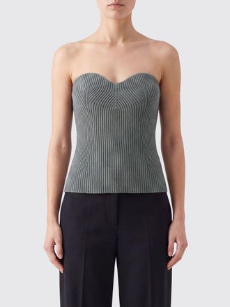 Jil Sander Top corsetto in lana vergine con scollo a cuore e spalle scoperte