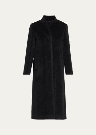 Cinzia Rocca Long Stand-Collar Alpaca Wool Coat