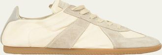 Maison Margiela Mens Replica Napa Leather and Suede Low-Top Sneakers