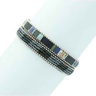 Olivia Welles Sadie Magnetic Beaded Wrap Bracelet in Silver /Green at Nordstrom Rack