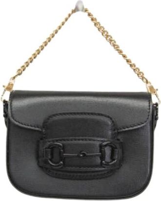 Gucci Pre-owned 1955 Mini Bag 726863 - Dames - Vintage Schoudertas - Zwart - ONE Size - Leer - Vintage