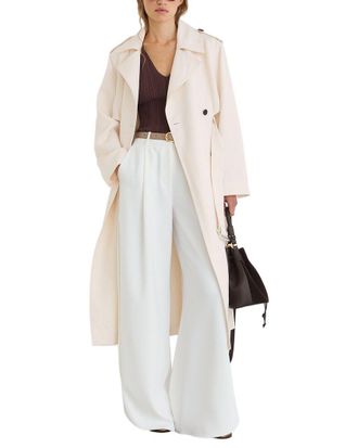 Reiss Charli Double-Breasted Linen-Blend Trench Coat