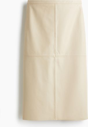 H&M Bleistiftjupe aus Leder - Beige