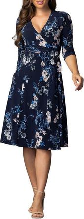 Kiyonna Signature Wrap Dress in French Blue Garden at Nordstrom, Size X-Large