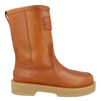 Ferragamo Ferdi Round Toe Leather Boots, Size 9 EE