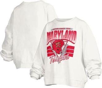 Pressbox Womens Pressbox White Maryland Terrapins Janice Retro Logo Oversized Pullover Sweatshirt at Nordstrom, Size Xx-Large