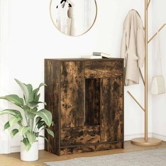 Berkfield Home Sideboard with Drawers & Doors Smoked Oak 73x31x90 cm in Brown | Size: 73 x 31 x 90 cm