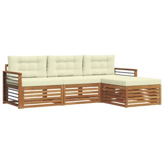 vidaXL Conjunto De Sof&aacute;s De Exterior Con Coj&iacute;n Natural Y Crema Vidaxl