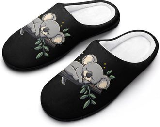 Generic Cute Koalas Sleeping Slippers Men Winter Warm Cotton Anti-Slip Indoor Slip-Ons House Shoes