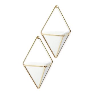 OEM Jarr&oacute;n Colgante Y Decoraci&oacute;n Geom&eacute;trica De Pared Para Plantas Peque&ntilde;as, Suculentas Y M&aacute;s, Blanco/lat&oacute;n, Juego De 2