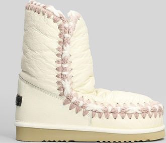 Mou Eskimo 24 Low Heels Ankle Boots In White Leather