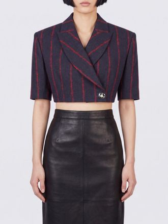 Vivienne Westwood Blazer cropped doppiopetto in lana vergine con maniche corte