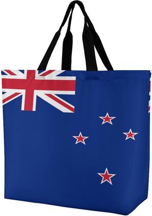 Generic New Zealand Flag Large Reusable Shopping Bag Lightweight Foldable Tote Bags Washable Shoulder Handbag