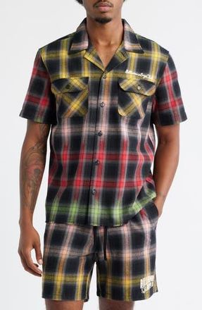 Billionaire Boys Club Rave Plaid Camp Shirt in Black at Nordstrom Rack, Size Medium