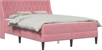 vidaXL Estructura De Cama Con Colch&oacute;n Rosa 140 X 190 Cm Terciopelo Vidaxl
