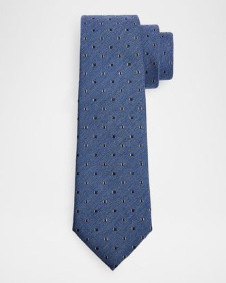 Emporio Armani Men & apos;s Bordeaux Micro-Jacquard Silk and Wool Tie