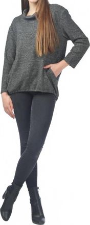 Papillon Ribbed Oversized Cowl Neck Sweater In Charcoal