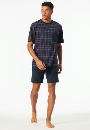 Schiesser Shorty SCHIESSER Comfort Essentials, Herren, Gr. 48, blau (815, dunkelblau), Single Jersey, Obermaterial: 100% Baumwolle, unifarben, bequem kurz, Rund