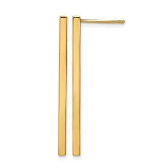 Diamond2Deal 14K Yellow Gold Bar Shape Drop Dangle Earrings