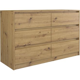 Hucoco Iris 120 C&oacute;moda Moderna Sala De Estar Dormitorio Oficina 120x75x40cm 6 Cajones Armario De Almacenamiento Aspecto De Madera