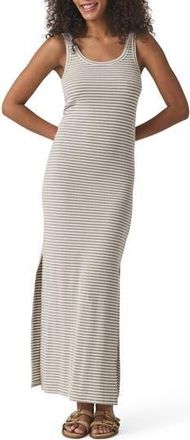 Splendid Lina Stripe Rib Cotton Blend Tank Dress in Pine Bark Stripe at Nordstrom Rack, Size X-Large