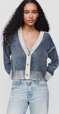 Pilcro Cashmere Wool Cropped Raw Hem Cardigan