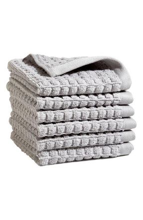 DKNY Quick Dry 6-Pack Cotton Washcloths in Grey at Nordstrom
