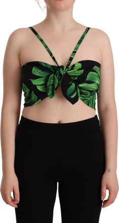 Dolce & Gabbana Womens Printed Crop Top Tsh7637 - Black Silk - Size EU 44 (Womens)