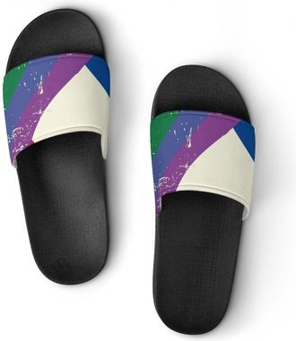 Generic Vintage Rainbow Swedish Flag Shower Shoes Slipper for Women Men Beach Slippers Quick Drying Non Slip Open-Toe Sandals