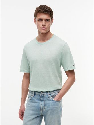 Tommy Hilfiger Mens New York Label Cotton-Linen T-Shirt - Green - L