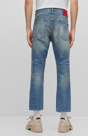 HUGO BOSS Mens Vintage Wash Jeans Blue Cotton