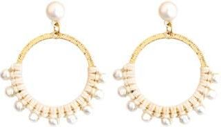 Panacea Genuine Pearl Embellished Drop Earrings in White at Nordstrom Rack