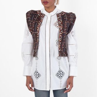 Isabel Marant Cerza Short Embroidered Cardigan, Size X-Small