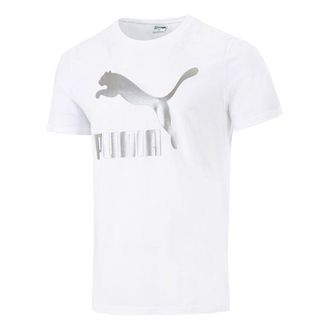 Puma Athleisure Casual Sports Logo Printing Short Sleeve White 532280-52