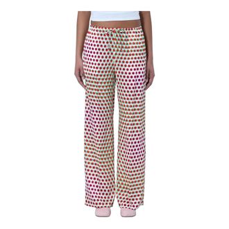 Dries Van Noten Wide Trousers, female, Red, Size: 2XS Wide-Leg Patterned Trousers