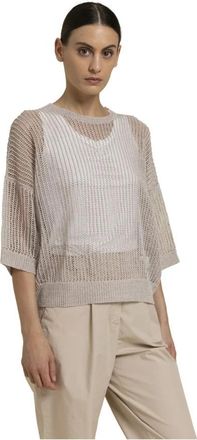 PESERICO Rondgebreide trui - Dames - Ronde hals truien - Beige - S - Truien & Vesten