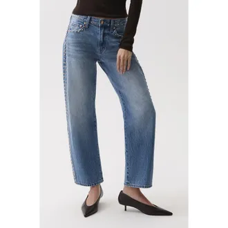 Pistola Denim Lexi Distressed Studded Crop Barrel Jeans in Star Studded at Nordstrom, Size 24