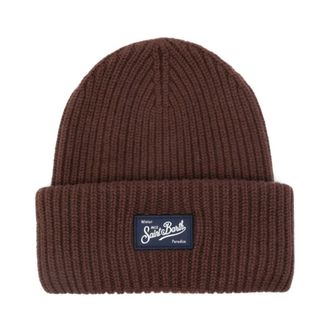 MC2 Saint Barth Accessories, female, Brown, ONE SIZE, Ribbed Logo Beanie