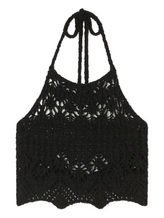 Alanui Top Lagoon Romance con scollo allamericana - Nero