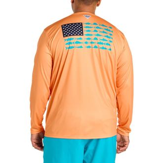 Columbia Big & Tall Terminal Tackle PFG Fish Flag Long-Sleeve T-Shirt in Bright Nectar at Nordstrom, Size 5X Big