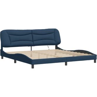 vidaXL Vidaxl - Estructura De Cama Con Led Sin Colch&oacute;n Tela Azul 200x200 Cm
