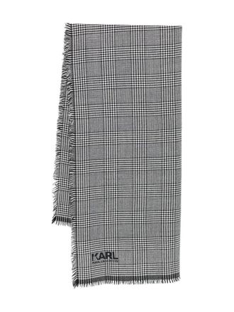 Karl Lagerfeld houndstooth-check wool scarf - men - Virgin Wool - One Size - Black