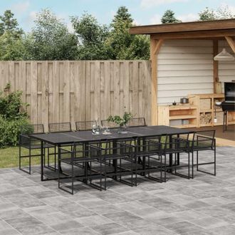 vidaXL Set De Comedor De Jard&iacute;n 11 Pzas Rat&aacute;n Sint&eacute;tico Negro Vidaxl