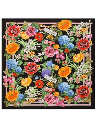 Dolce & Gabbana Foulard met bloemenprint - Zwart