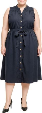 Standards & Practices Belted Sleeveless Cotton Shirtdress in Navy at Nordstrom, Size 1 X