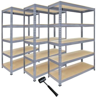 MonsterShop 3 x Q-Rax Grey Metal Racking Units 120 x 50 x 180cm in Blue | Size: 120 x 50 x 180 cm