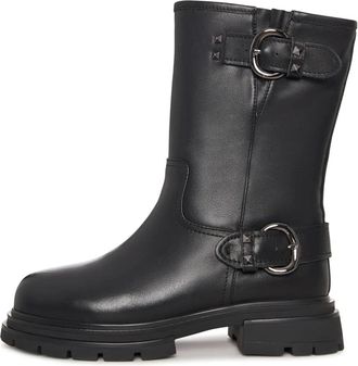Cesare Gaspari Buckled Edge Mid-Calf Leren Laarzen - Dames - Hoge Laarzen - Zwart - 41 EU - Leer - Schoenen
