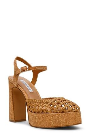Steve Madden Lexie Ankle Strap Platform Pump in Cognac at Nordstrom, Size 8.5